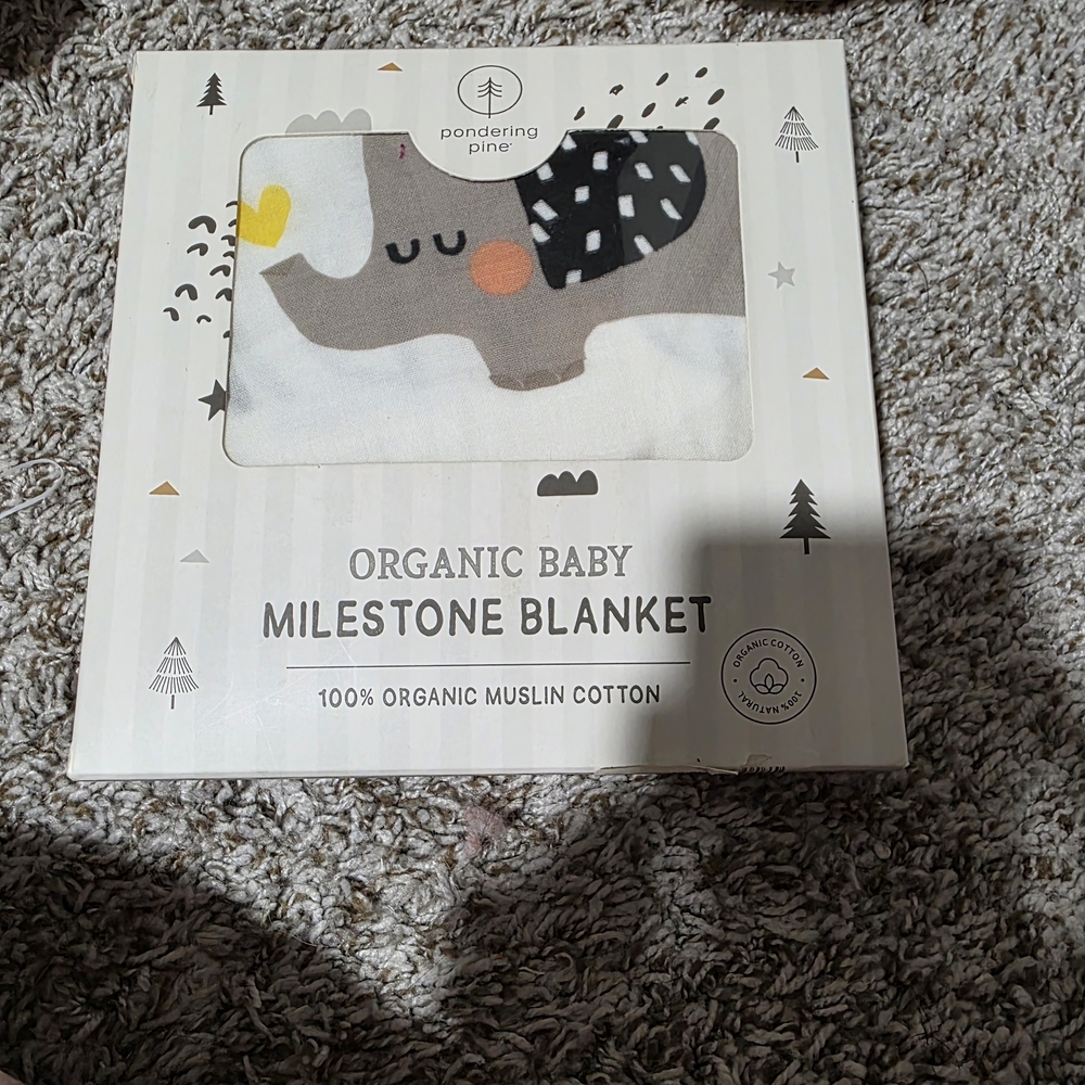 Organic Baby Milestone Blanket - Gray Elephant